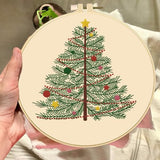 BEUNITONE 4PCS Christmas Tree Embroidery Kit Merry Christmas Stamped Snowflake Pine Tree Needlepoint Kit DIY Adult Beginner Stamped Cross Stitch Kit with Patterns and Instructions