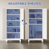 COFaR 71 in Tall Kitchen Pantry Cabinet, Metal Pantry Storage Cabinet with 4 Adjustable Shelves and 2 Barn Doors, White Freestanding Farmhouse Food Cupboard for Dining Room Living Room COFaR