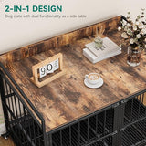 YITAHOME 37.5'' Heavy Duty Dog Crate with Removable Divider, Double Doors & Locks Design, Furniture Style Large Dog Crate with 360° Rotatable Dog Bowls & 360° Wheels & 2 Trays for Small/Medium Dog YITAHOME