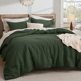 Bedsure Waffle Comforter Set King, Olive Green Soft Bedding, Waffle Weave Bed Set, 3 Pieces, 1 Comforter (104"x90") and 2 Pillow Shams, Cotton Shell and Polyester Lining for All Seasons Bedsure