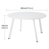 Meluvici Patio Coffee Table, Metal Steel Outdoor Round Table Weather Resistant Anti-Rust Outdoor Table, White Meluvici