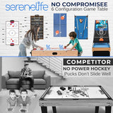 SereneLife 48" 6-in-1 Multi Game Table, Full-Size Indoor and Outdoor Arcade Sports Table with Pool, Air Hockey, Foosball, Basketball, Table Tennis, Dining Table, for Family, Kids, Adults SereneLife
