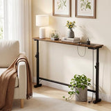 Lanynne Narrow Console Table with Adjustable Height Rustic Behind Couch Sofa Table with Power Outlets 39.4" Long * 5.9" Deep Entryway Table for Hallway Bedroom Living Room Foyer Classic Lanynne