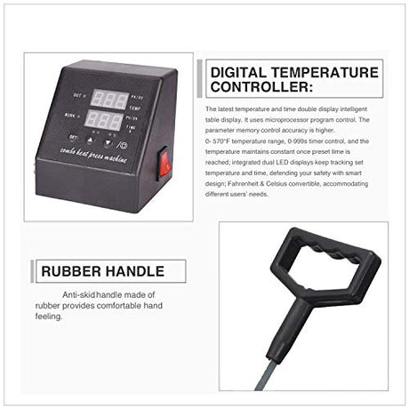 8 in 1 Heat Press Dual Digital Control 360 Degree Swivel Heat Press Machine Multipurpose Combo Kit Sublimation Heat Press Machine for T Shirts, Mug, Hat, Plate, Cap, 29X38CM YAOBAO