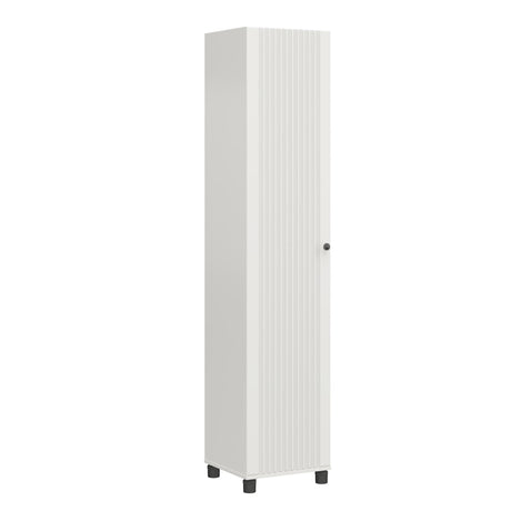SystemBuild Evolution Kendall Utility Storage Cabinet, 16" Wide, Fluted White SystemBuild