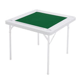 Allpop 35.4’’ Folding Mahjong Table, Square 4 Player Card Game Table with Longer Chip Trays, Cup Holders & Green Professional Tabletop for Domino, Poker, Jigsaw Puzzles Allpop