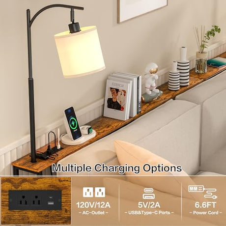 keomaisyto Skinny Console Table with Outlet, Narrow Sofa Table with 3-Color Light, Behind Couch Table with 3 Color Temperatures Led Bulb for Living Room, Bedroom, Entryway, Hallway keomaisyto