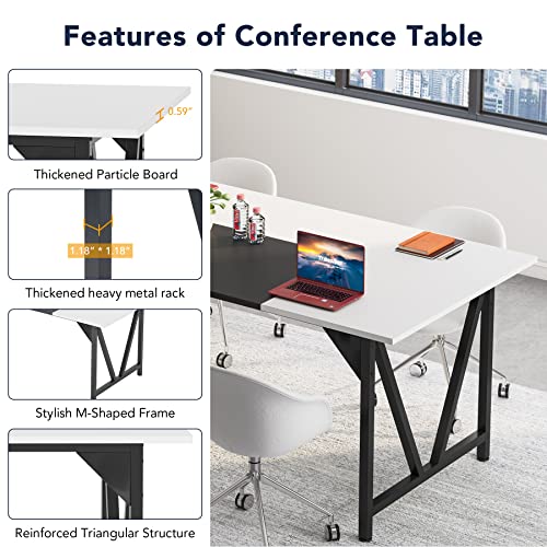 LITTLE TREE 6FT Conference Table, Modern Meeting Tables, Rectangular Training Seminar Table, Boardroom Desk with Splicing Board for Home Office - WoodArtSupply