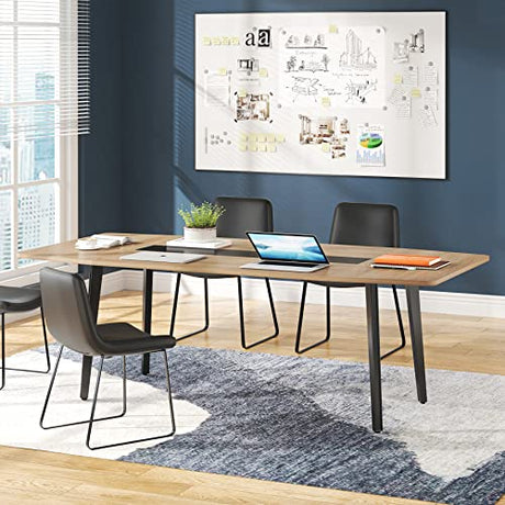 LITTLE TREE 6 FT Conference Room Table, 70.86L x 35.43W x 29.52H Inches Boat Shaped Meeting Seminar Boardroom Table LITTLE TREE