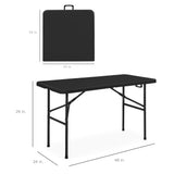 Best Choice Products 4ft Plastic Folding Table, Indoor Outdoor Heavy Duty Portable w/Handle, Lock for Picnic, Party, Camping - Black Best Choice Products