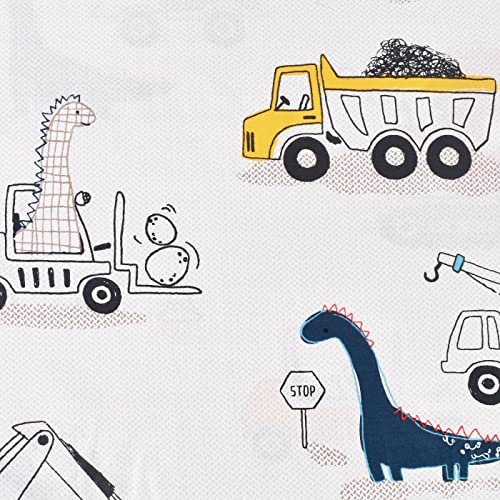 J-pinno Dinosaur Construction Work Digger Cars Vehicle Cute Cozy Fun Twin Sheet Set for Kids Girls Children, 100% Cotton, Flat Sheet + Fitted Sheet + Pillowcase Bedding Set (Dinosaur, Twin) J-pinno