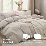 Bedsure Duvet Cover King Size - 3 Pieces Prewashed Cotton-Like Extra Soft Bedding Set, Includes 1 Duvet Cover 104x90 Inches with Zipper Closure & 2 Pillow Shams, Linen, Comforter Not Included Bedsure