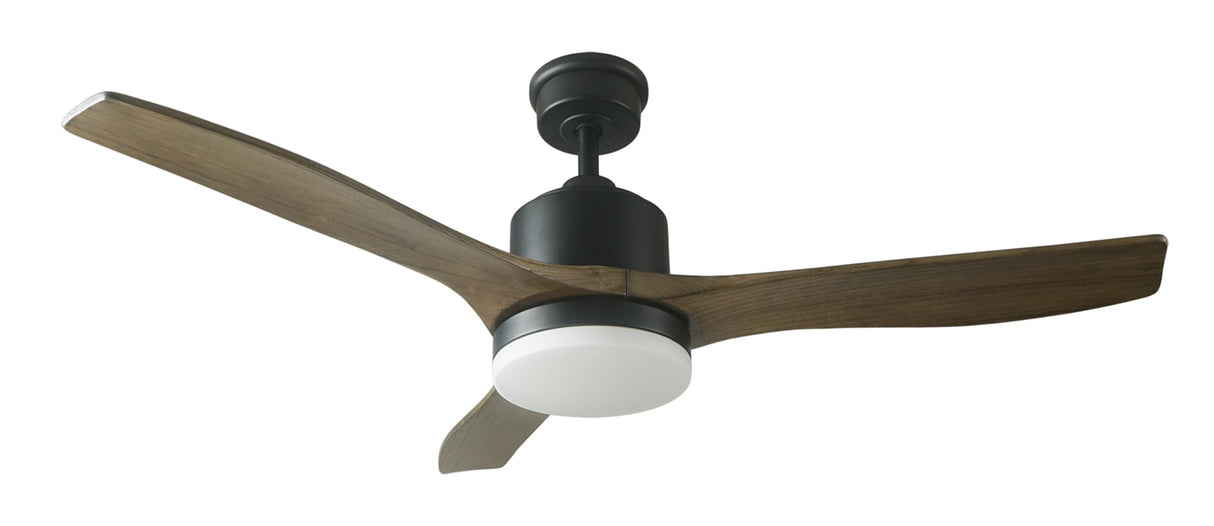 Good Housekeeping Canton (63010-MB) 52" Indoor Ceiling Fan with Carved Wood Blades, Integrated LED, and Remote Control (Matte Black) Good Housekeeping