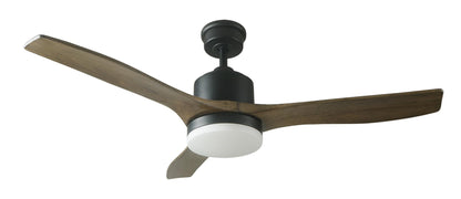 Good Housekeeping Canton (63010-MB) 52" Indoor Ceiling Fan with Carved Wood Blades, Integrated LED, and Remote Control (Matte Black)