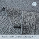 Aqzuxira Gray 100% Cotton Quilt Set Queen Size, 3 Piece Modern Textured Bedspread with Coin Pattern, Lightweight Crinkly Coverlet Sham Set, Soft Minimalist All Season Bedding, Garment-Washed Aqzuxira