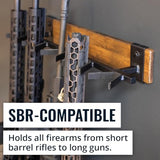 Indoor 5 Gun Rack for Wall, Rifle Rack and Shotgun Wall Mount, Rustic Wood and Solid Steel Supports up to 100 lbs, Vertical Gun Rack Wall Mount for StoreYourBoard