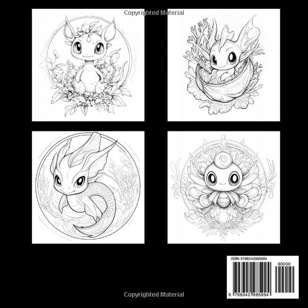 Cute Fantasy Creatures: Coloring Book for Adults and Teens: Coloring Your Own Kawaii Fantasy Creatures for Relaxation and Stress Relief WoodArtSupply
