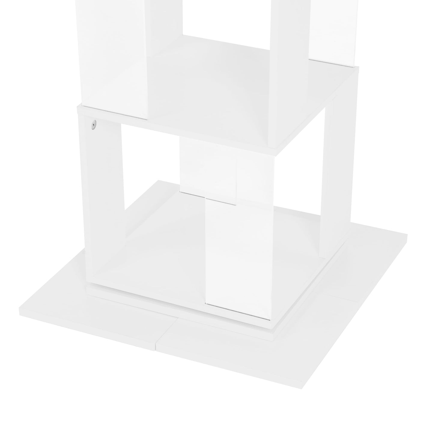 Rotating 360° Display Bookshelf by Rpuzonier - 5 Tier White Storage Rack with Acrylic Plates - WoodArtSupply