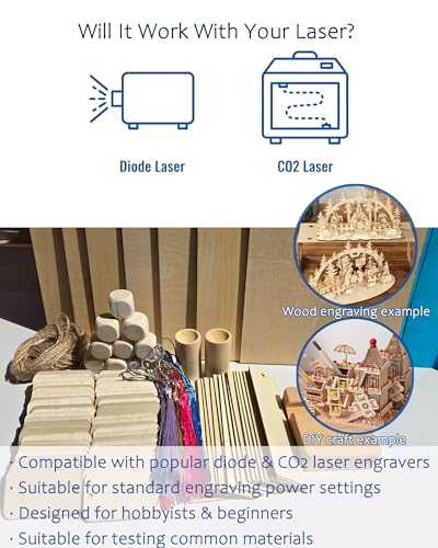 YoSpciaNe Laser Engraving Material Kit, 143 Pcs 19 Types Laser Engraver Blanks and Laser Engraver Supplies for Testing Common Materials, with Wood, Paper, Acrylic, Metal, PU Leather YoSpciaNe
