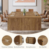 Tribesigns 12 ft Conference Table for 10-14 People, 142-Inch Rectangular Executive Meeting Table for Office, Farmhouse Sturdy Business Desk for Office Conference Room, (2, Brown) Tribesigns