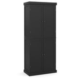 Giantex 4 Door Kitchen Pantry, 72.5” Tall Buffet Cabinet, Freestanding Modern Storage Cabinet Organizer w/ 6-Tier Shelves, 2 Adjustable Shelves, Floor Cupboard for Dining Room, Living Room (Black) Giantex