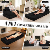 HABUTWAY Folding Sofa Bed, Convertible Sleeper Chair Bed w/Dual-Pillow & Handle, Foldable Floor Sofa Lounge w/Back Support for Living Room, Bedroom, Apartment, Office, Single, Black HABUTWAY