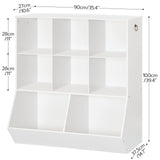 HOOBRO Kids Bookshelf, Toy Storage Cabinet, Kids Toy Organizer, 8 Cubicles, Bookcase Footboard, Bookshelf for Kids, for Playroom, Bedroom, Nursery, School, White WT35CW01G1 HOOBRO
