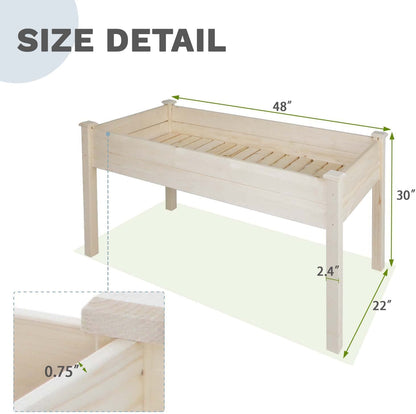 Oakcloud Pure Wooden Raised Garden Bed 4ft Planter Box Kit for Vegetables Herbs, Flowers Natural