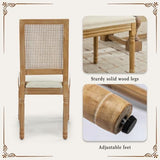 SoarFlash French Decor Chairs Set of 4, Louis Dining Chairs with Square Rattan Backrest, Exquisitely Carved Solid Wood Frame for Living Room, Kitchen, Restaurant, Beige SoarFlash