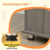 PawHut Dog Crate Furniture, Wooden End Table Furniture with Lockable Magnetic Doors, Extra Large Size Pet Kennel Indoor Animal Cage, Gray PawHut