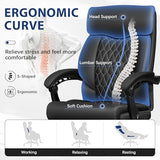 Big and Tall Office Chair with Footrest, High Back Executive Leather Desk Chair with Lumbar Support, Reclining Office Chair with Adjustable Angle, Home Office Ergonomic Computer Gaming Chair BestGlory