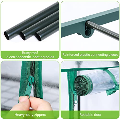 Mini Greenhouse for Outdoors Indoor: Ohuhu Small Green House with 4 Tier Shelves, Portable Plastic Greenhouses with Heavy Duty Transparent PVC Cover for Winter Garden Patio Backyard Porch Balcony Ohuhu