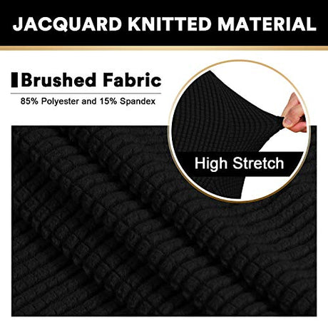 PrinceDeco Stretch Armless Futon Cover Futon Slipcover Full Queen Size Futon Couch Sofa Cover Bed Cover Furniture Protector with Elastic Bottom, Checked Pattern Jacquard, Black PrinceDeco