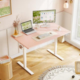 OffiGo Electric Height Adjustable Standing Desk, 40 Inch Pink Computer Desk for Women Girls, Sit Stand Table for Home, Office, Bedroom OffiGo