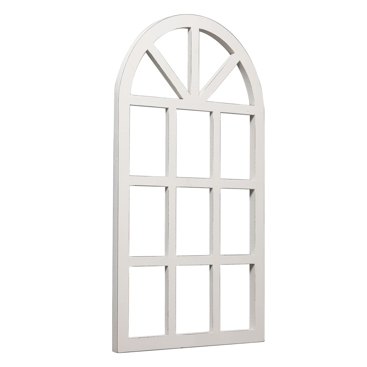 Sintosin Farmhouse Window Frame Wall Decor Living Room 36" x 20", Hanging Distressed White Rustic Arched Window Frame, Wooden Cathedral Window Frames for Wall Decor, Christmas Window Frame Decor Sintosin