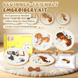 4 Pack Beginner Embroidery Kits for Adults DIY Starter Kit with,cross stitch kits for beginners,Stamped Patterns,Embroidery Hoop,Colorful Threads,Tools,Step by Step Instructions & Video Tutorial
