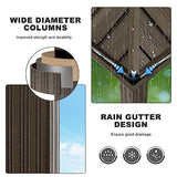 ABCCANOPY Grill Hardtop Gazebo 6x8 - Outdoor Metal Hard Top Gazebo, Permanent Galvanized Steel BBQ Gazebo Aluminum Framed Pavilion with Shelves for Patio Backyard Lawn Garden (Single Roof, Dark Brown) ABCCANOPY