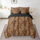 Erosebridal Brown Tiger Print Queen Comforter Set for Women Men Adults - Simulated Animal Fur Printed Wild Tiger Fur Print 7-Piece Bedding Set Tigerish Animal Printed Quilt Duvet Sets Erosebridal