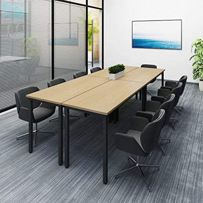 Conference Tables 8FT Large Meeting Table Rectangular Seminar Tables for Office Conference Meeting Room Modern and Space Saving Design (4PCS, Natural) - WoodArtSupply