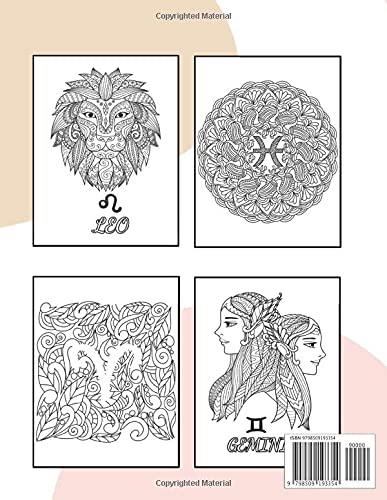 Zodiac Signs Coloring Book: +50 Beautiful Ilustrations for adults and teenagers to relax and color WoodArtSupply