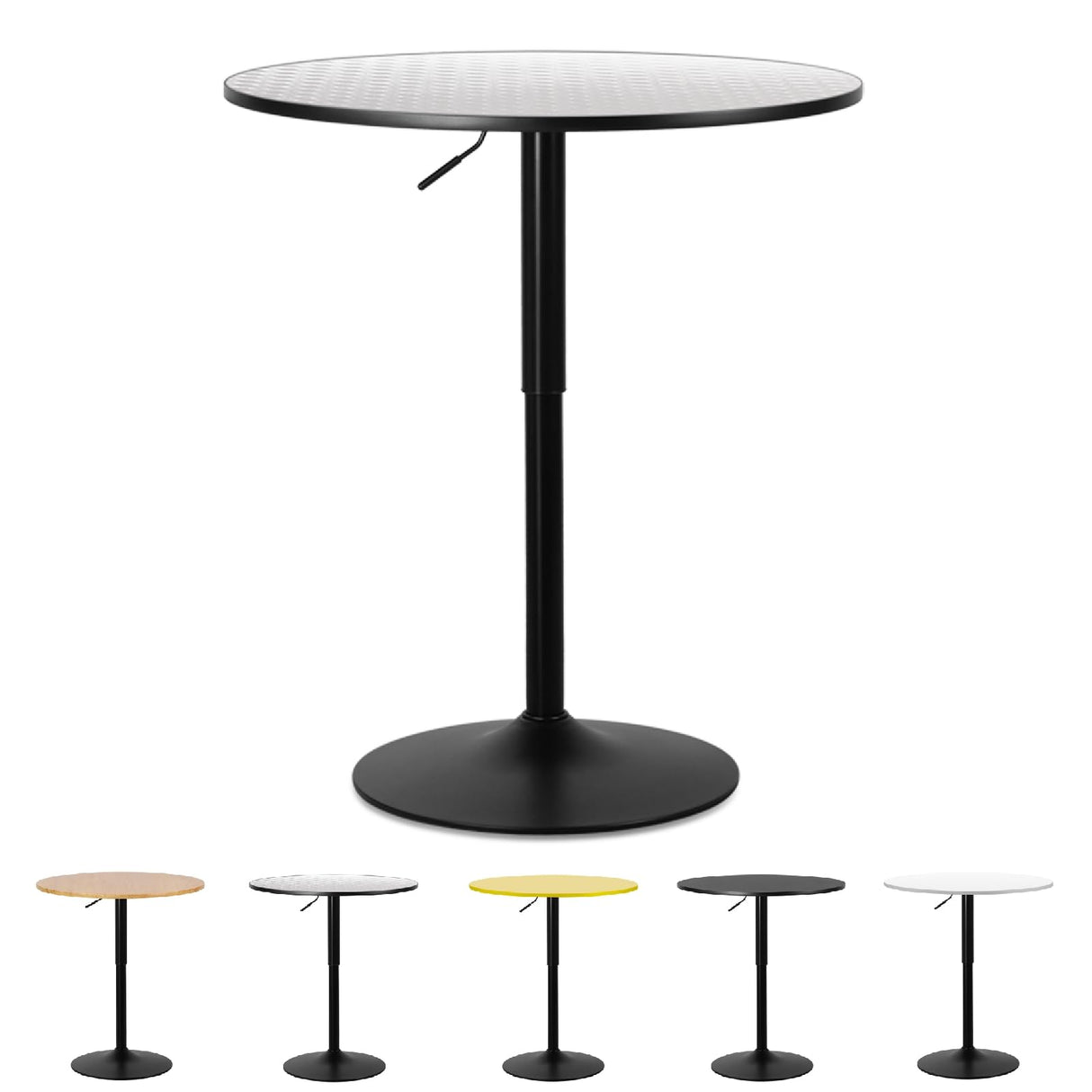Athena Collection Modern Bar Table Round Top Height Adjustable, Tall Bistro Pub Cocktail Table Height Top and Sturdy Base, Suitable for Home Kitchen Pub Restaurant Outdoor, Silver Athena Collection