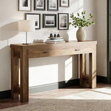 Tribesigns 63" Farmhouse Console Table with Drawers, Sofa Entryway Table for Hallway, Living Room, Countryside Narrow Console Furniture, Brown Tribesigns
