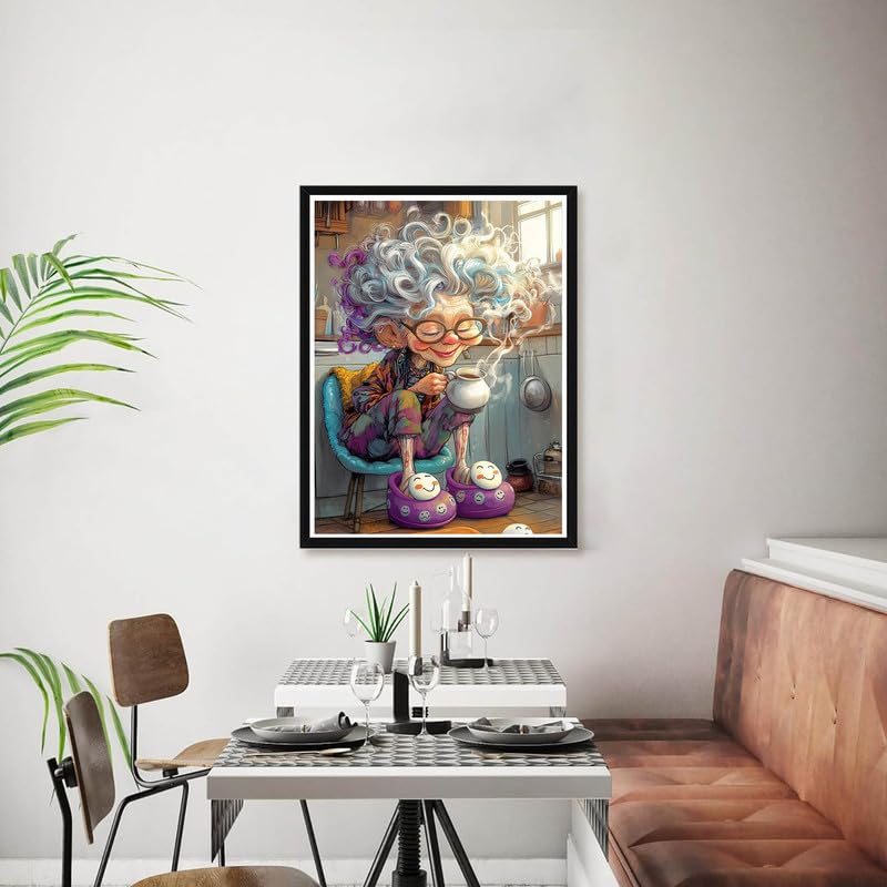 Bimkole 5D Diamond Art Kits for Adults Cartoon, Full Drill DIY Rhinestone Embroidery Set Paint with Diamonds Art Grandma by Number Kits Cross Stitch Home Wall Craft Decor 12x16 Inch Bimkole