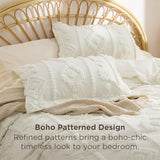 Bedsure Boho Tufted White Comforter Set Queen Size, GentleSoft™ 3 Pieces Boho Farmhouse Decor Bedding, Exquisite Shabby Chic Bedding for All Seasons, 1 Bed Comforter, 2 Pillow Shams, 90x90 Inches Bedsure