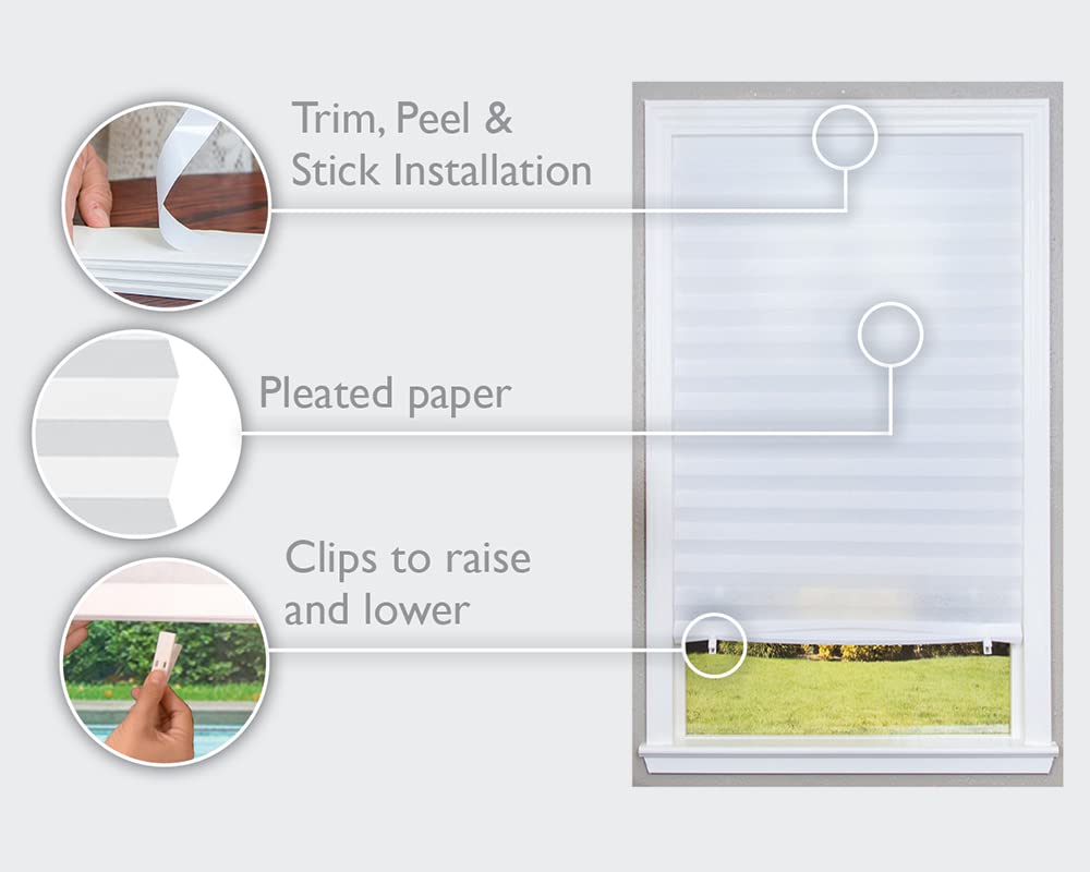Redi Shade No Tools Original Light Filtering Pleated Paper Shade White, 36" W x 72" L, 6 Pack Redi Shade