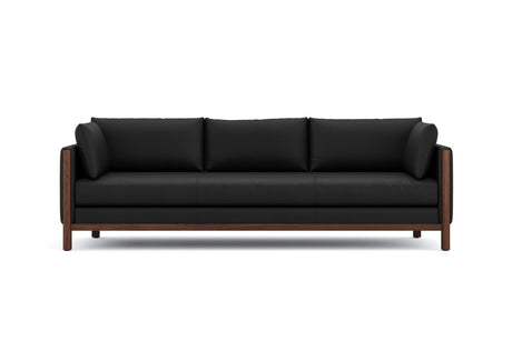 Valencia Matera 93” Black 3 Seater Full Leather Sofa | Modern Nappa Leather Couch with 2 Pillows for Living Room Furniture | Canadian Hardwood, One-Piece Curved Frame Lounge Sofa VALENCIA THEATER SEATING