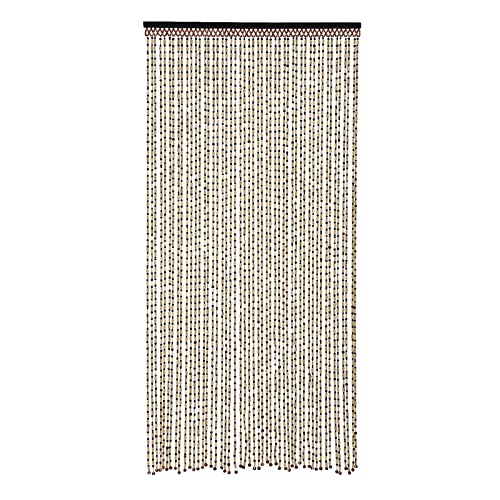 SanBouSi 49 Strands Natural Bamboo & Wood Beaded Curtain Wooden Hanging Room Divider Decorative Handmade Boho Bohemian Wooden Doorway Beads Curtain, 75" x 35.5" SanBouSi
