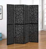 Roundhill Furniture Aurra 4-Panel Wood Room Divider, Folding Portable Partition Screen, Black Roundhill Furniture
