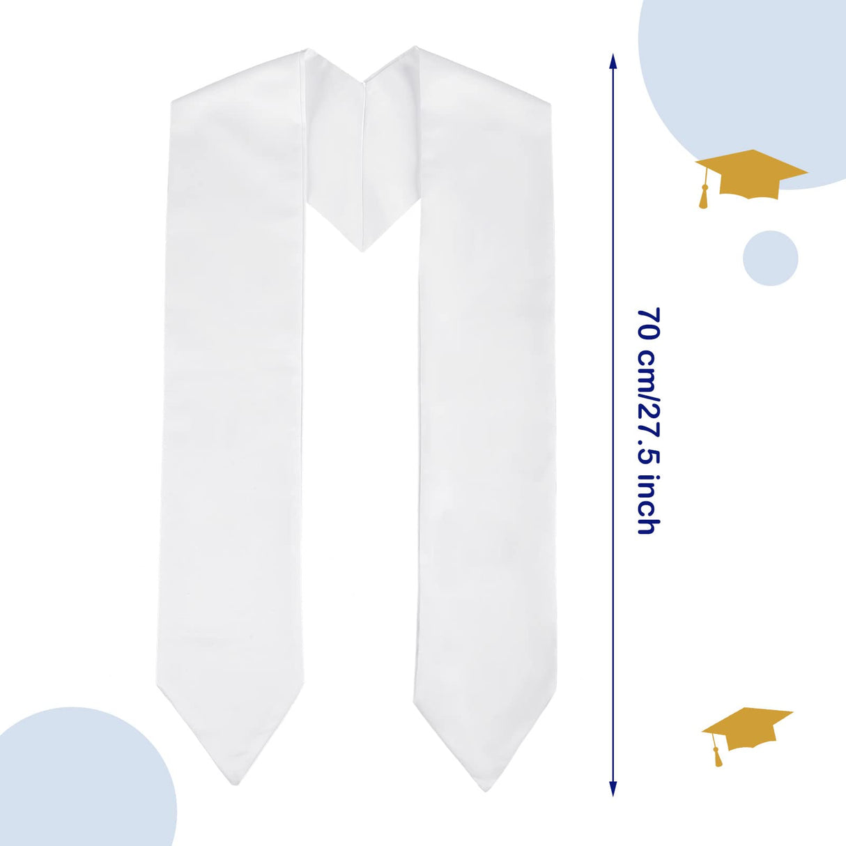 Coume 2024 Sublimation Graduation Stole Sash Blank Plain Graduation Sash Unisex Adult Graduation Party Stole(White) Coume