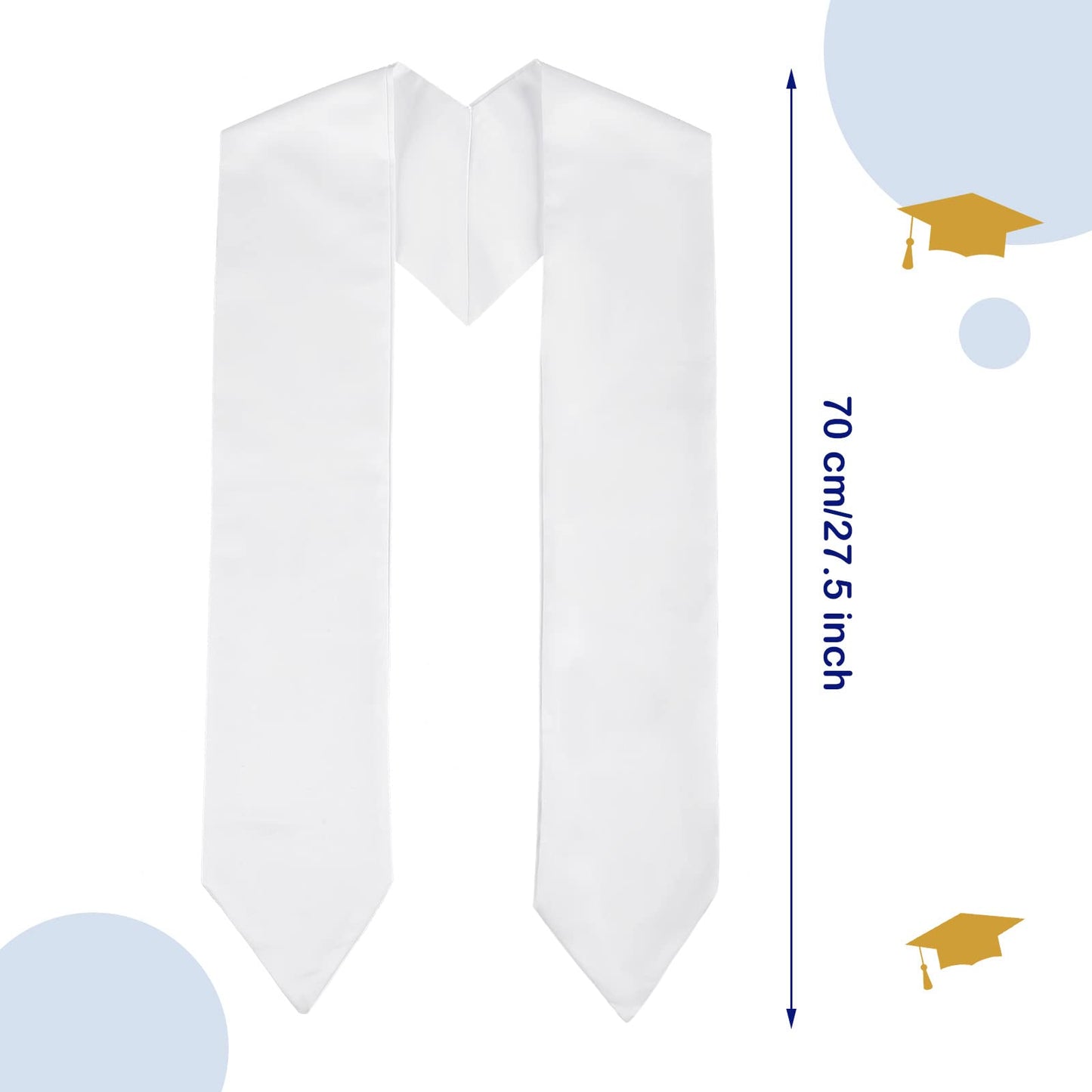 Coume 2024 Sublimation Graduation Stole Sash Blank Plain Graduation Sash Unisex Adult Graduation Party Stole(White)